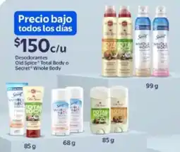 Walmart Old Spice Total Body o Secret Whole Body desodorantes oferta