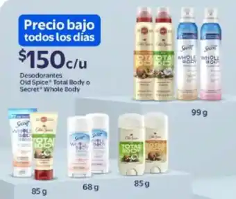 Walmart Old Spice Total Body o Secret Whole Body desodorantes oferta