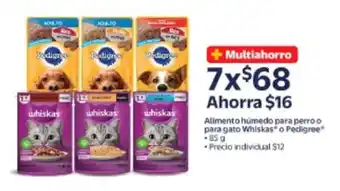 Walmart Whiskas o Pedigree aliemento humedo para perro o para gato oferta