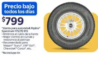 Walmart Llanta para automóvil alpina spectrum 175/70 r13 oferta