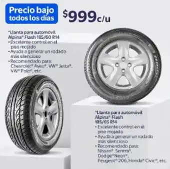 Walmart Llanta para automóvil alpina flash 185/60 r14 oferta