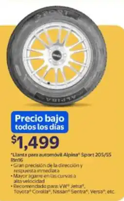 Walmart Llanta para automóvil alpina sport 205/55 rin16 oferta