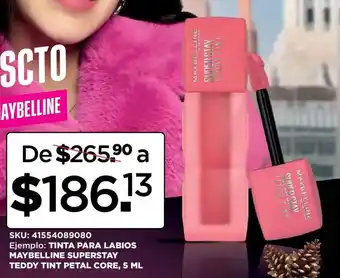 Tinta para labios maybelline superstay teddy tint petal core