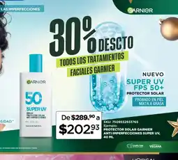 Woolworth Garnier protector solar anti imperfecciones super uv oferta