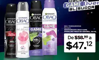 Garnier obao desodorante game sparkling fresh en aerosol