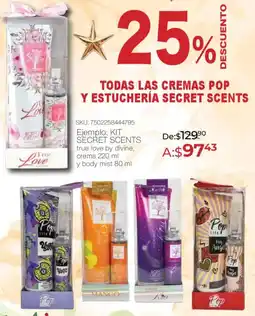Woolworth Kit secret scents true love by divine, crema 220 ml y body mist oferta
