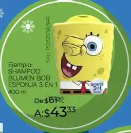 Woolworth Shampoo blumen bob esponja 3 en 1 oferta