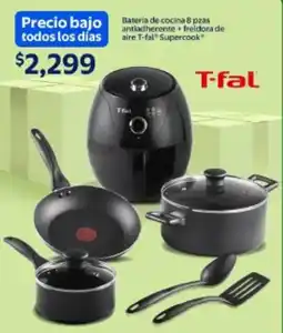 Walmart T-fal bateria de cocina antiadherente + freidora de aire supercook oferta