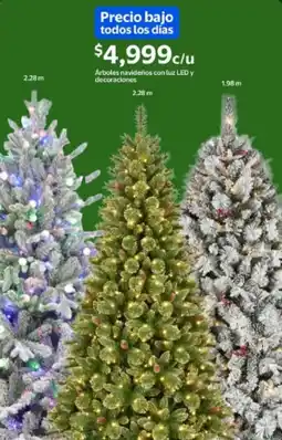 Walmart Arboles navideños con luz led y decoraciones oferta
