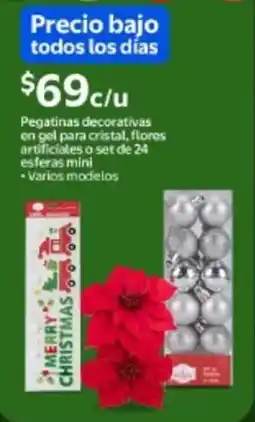 Walmart Pegatinas decorativas en gel para cristal, flores artificiales o set de 24 esferas mini varios modelos oferta