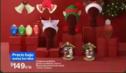 Walmart Campanas grandes, gorros navideños, focos o figuras decorativas de resina varios modelos oferta