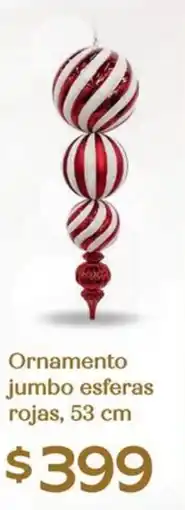 Soriana Híper Ornamento jumbo esferas bastón rojo oferta