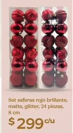 Soriana Híper Set esferas rojo brillante, matte, glitter oferta