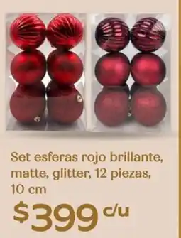 Soriana Híper Set esferas rojo brillante, matte, glitter oferta