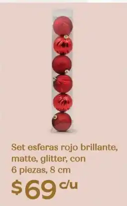 Soriana Híper Set esferas rojo brillante, matte, glitter oferta