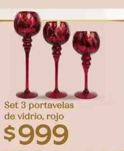 Soriana Híper Set 3 portavelas de vidrio, rojo oferta