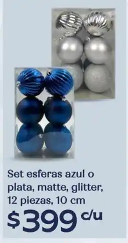 Soriana Híper Set esferas azul o plata, matte, glitter oferta