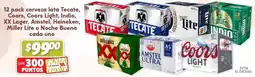 Soriana Híper Cerveza lata tecate, coors, coors light, indio, xx lager, amstel, heineken oferta
