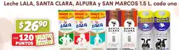 Soriana Híper Lala leche santa clara, alpura y san marcos oferta