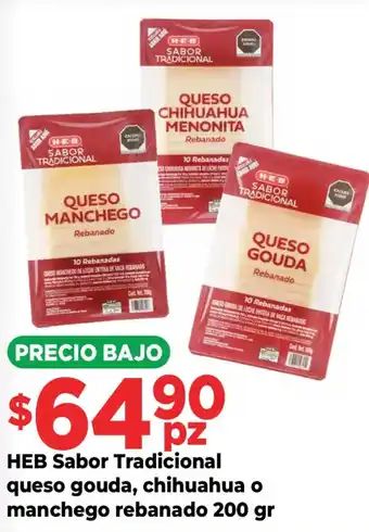 Heb sabor tradicional queso gouda, chihuahua o manchego rebanado