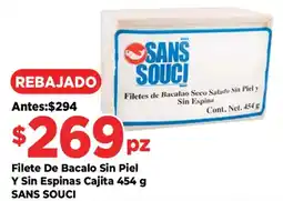 HEB Sans souci filete de bacalo sin piel y sin espinas cajita oferta