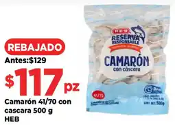 HEB Heb camarón 41/70 con cascara oferta