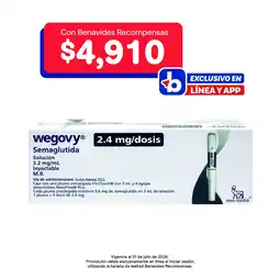 Farmacias Benavides 2.4 mg Semaglutida Solución Inyectable oferta
