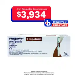 Farmacias Benavides 1 mg Semaglutida Solución Inyectable oferta
