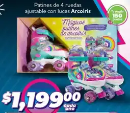 Soriana Mercado Arcoíris patines de 4 ruedas ajustable con luces oferta