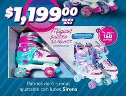 Soriana Mercado Sirena patines de 4 ruedas ajustable con luces oferta