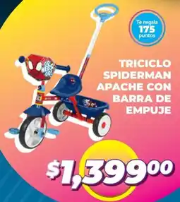 Soriana Mercado Triciclo spiderman apache con barra de empuje oferta
