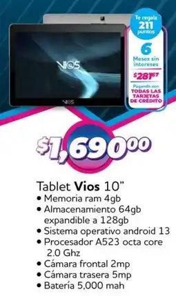 Soriana Mercado Vios tablet 10” oferta