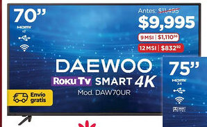 Chedraui Daewoo smart tv 70" oferta