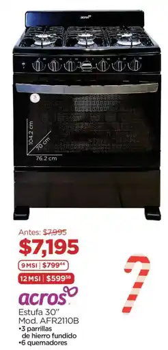 Chedraui Acros estufa 30" oferta
