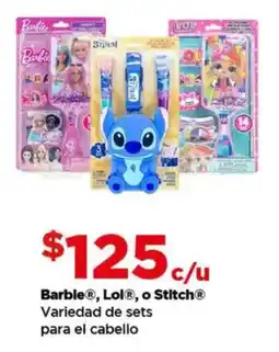 Bodega Aurrerá Barble , lol , o stitch variedad de sets para el cabello oferta