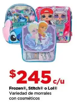 Bodega Aurrerá Frozen , stitch o lol variedad de morrales oferta