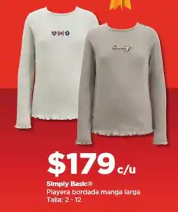 Bodega Aurrerá Simply basic playera bordada manga larga oferta