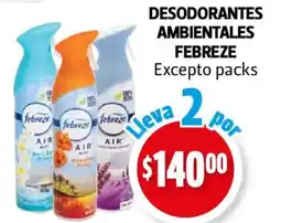 Farmacias Guadalajara Desodorantes ambientales febreze excepto packs oferta