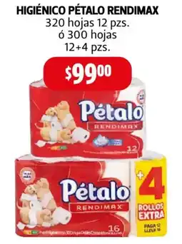 Farmacias Guadalajara HIGIÉNICO PÉTALO RENDIMAX oferta