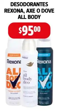 Farmacias Guadalajara Rexona, axe o dove desodorantes all body oferta