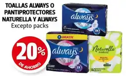 Farmacias Guadalajara Naturella y always toallas always o pantiprotectores oferta