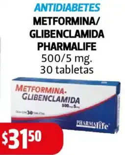 Farmacias Guadalajara Antidiabetes metformina/ glibenclamida pharmalife oferta