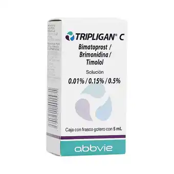 Farmacias Benavides 0.01% / 0.15% / 0.5% Bimatoprost + Brimonidina + Timolol oferta