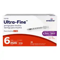 Farmacias Benavides Jeringa para Insulina U-100/0.3 ml/31G x 6 mm oferta