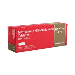 Farmacias Benavides 500 mg Metformina/5 mg Glibenclamida oferta