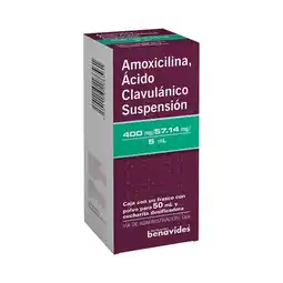 Farmacias Benavides 400 mg /57.4 mg Acido Clavulánico + Amoxicilina oferta