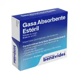 Farmacias Benavides Gasa Absorbente Estéril 7.5 cm x 5 cm oferta