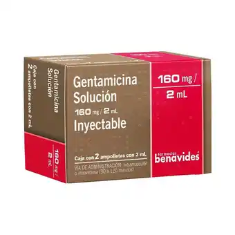 Farmacias Benavides 160 mg / 2 ml Gentamicina oferta