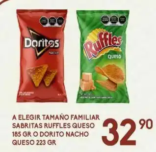Alsuper Sabritas ruffles queso 185g o dorito nacho 223g oferta