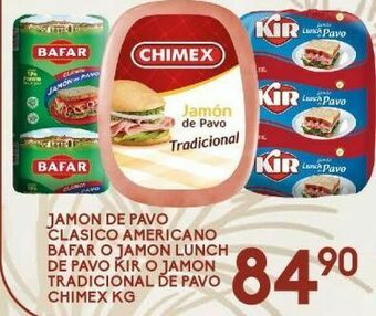 Alsuper Jamón de pavo clasico americano bafar kg oferta
